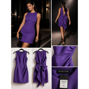 Sachin & Babi Rachel Dress 10 Amethyst Purple Tie Waist Cocktail Mini Dress NWT